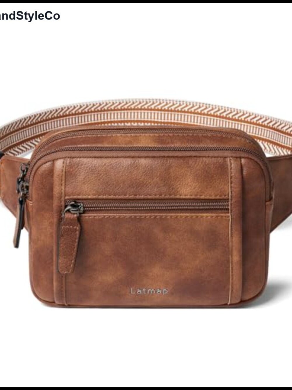 Faux Leather 3L Triple Zip Fanny Pack Crossbody Belt Bag Waist Travel